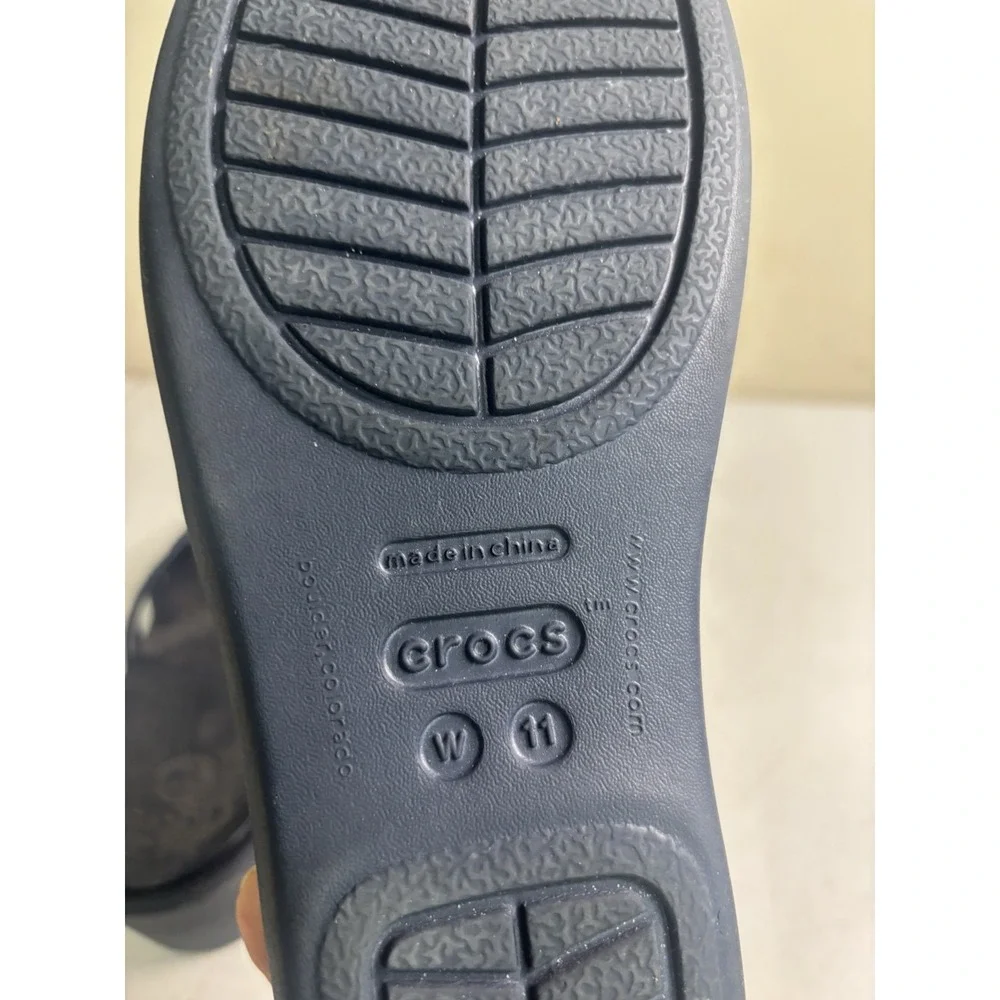 Crocs Rhonda Wedge Pump Women's Slides Sandals Slip On Comfort Navy Size 11